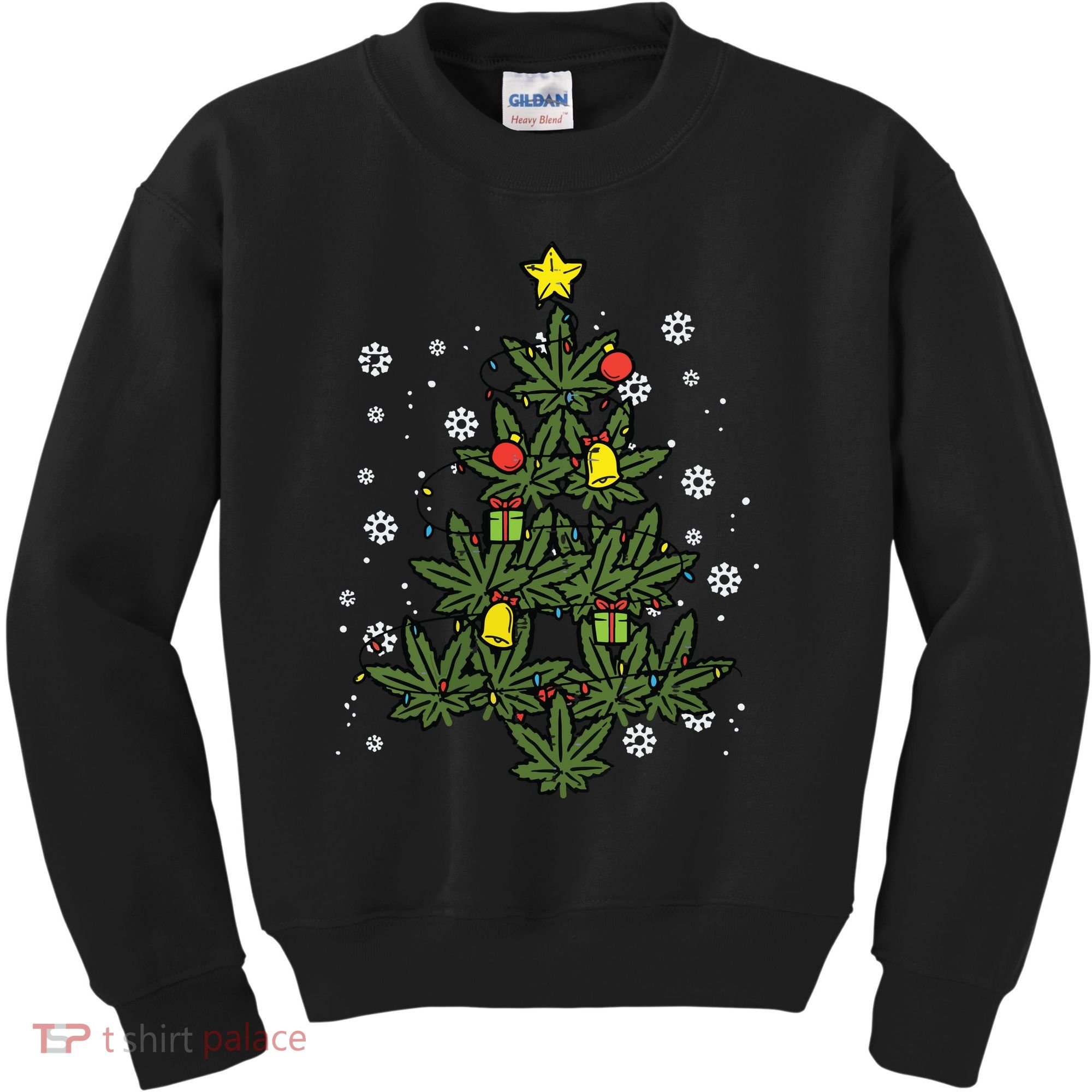 Weed Christmas Tree Xmas Pj 420 Cannabis Marijuana Pot Kids Sweatshirt