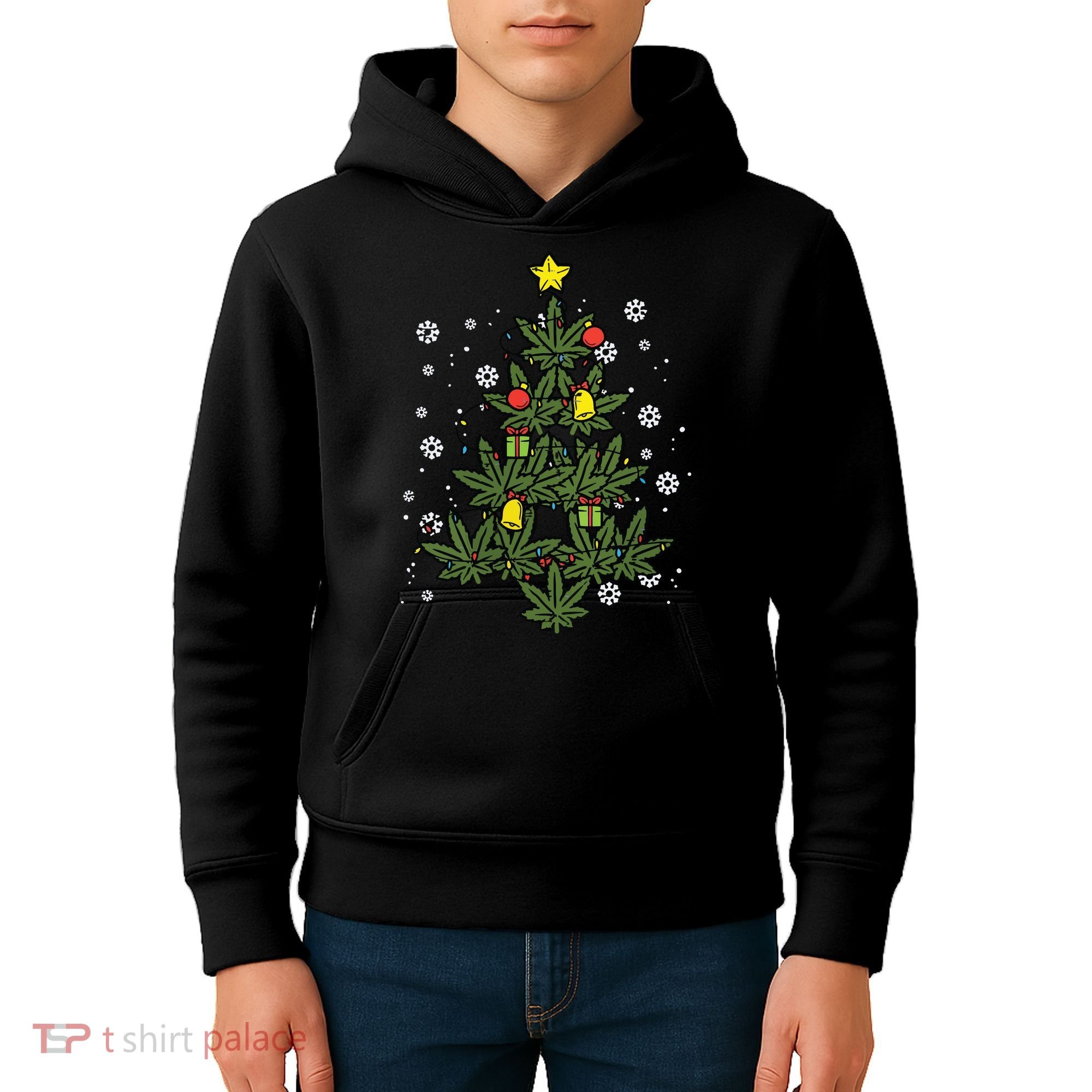 Weed Christmas Tree Xmas Pj 420 Cannabis Marijuana Pot Kids Hoodie