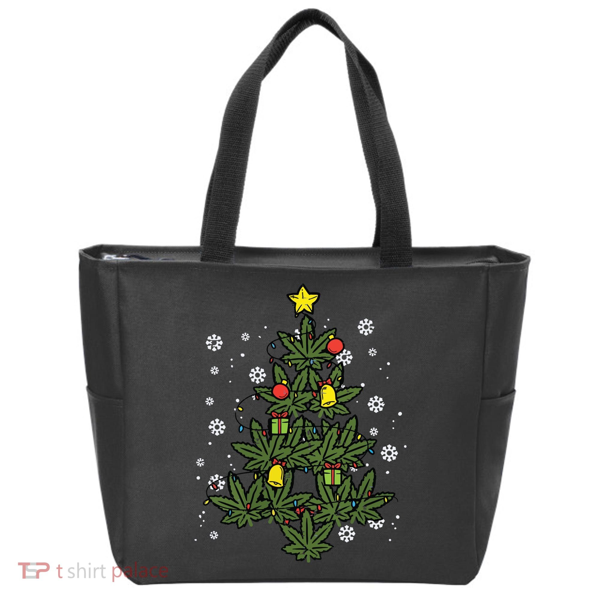 Weed Christmas Tree Xmas Pj 420 Cannabis Marijuana Pot Tote Bag