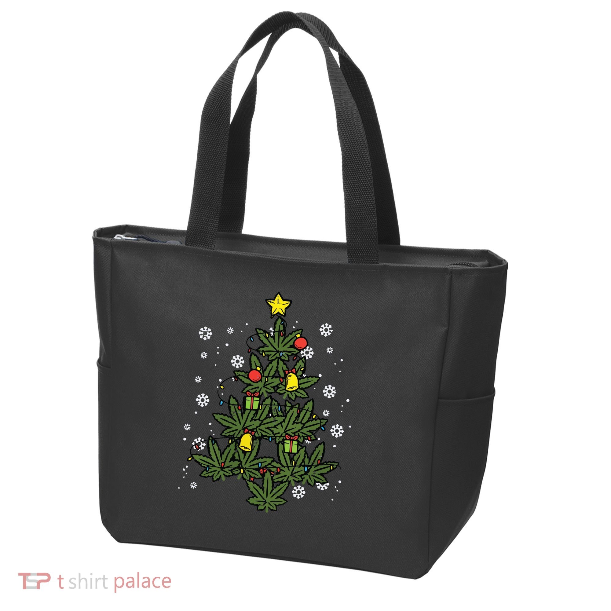 Weed Christmas Tree Xmas Pj 420 Cannabis Marijuana Pot Tote Bag