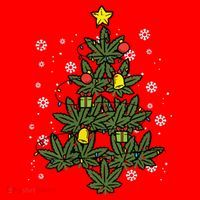 Weed Christmas Tree Xmas Pj 420 Cannabis Marijuana Pot Santa Hat thumb 1