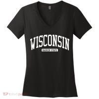 Wisconsin College University Style Women's V-Neck T-Shirt thumb 0