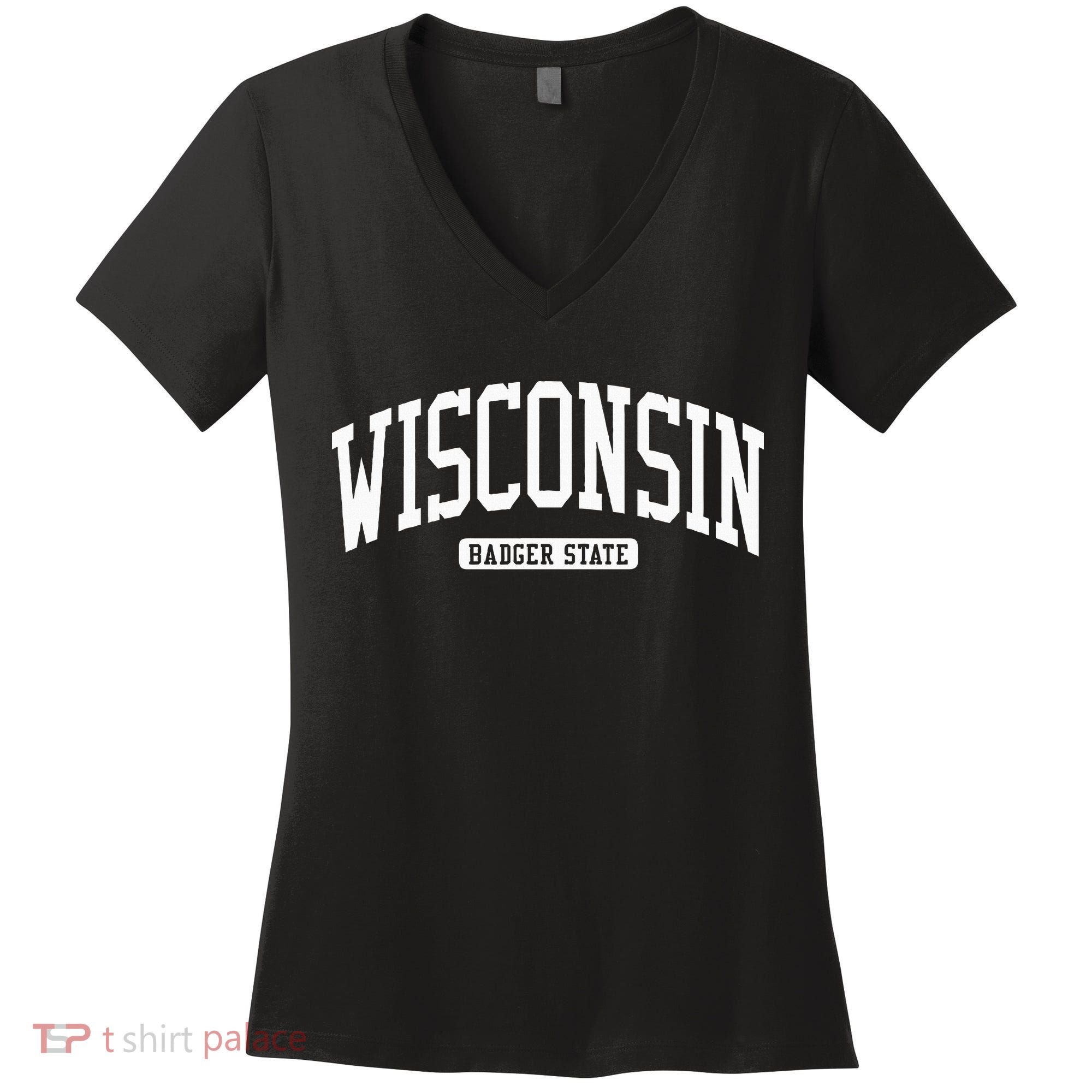 Wisconsin College University Style Women's V-Neck T-Shirt
