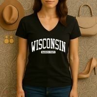 Wisconsin College University Style Women's V-Neck T-Shirt thumb 3