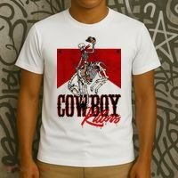 Western Cowboy Vintage Punchy Cowboy Killers Skull Skeleton T-Shirt thumb 3