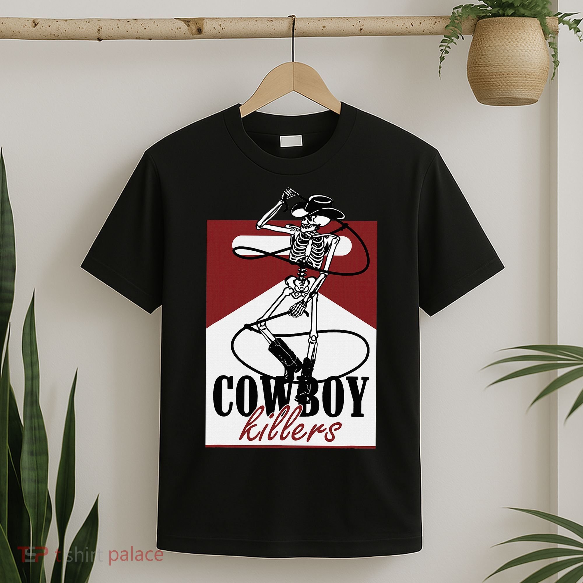 Western Cowboy Vintage Punchy Cowboy Killers Skull T-Shirt