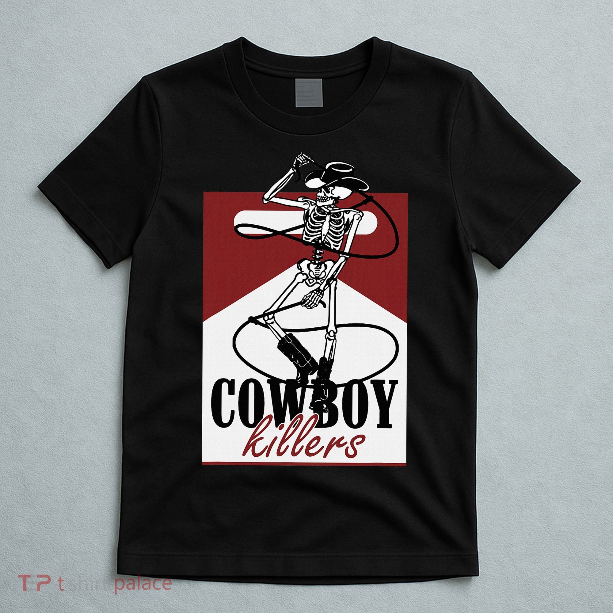 Western Cowboy Vintage Punchy Cowboy Killers Skull T-Shirt