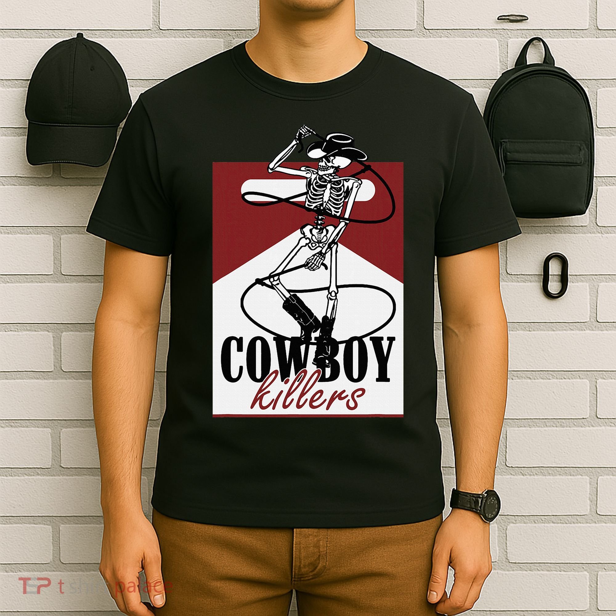 Western Cowboy Vintage Punchy Cowboy Killers Skull T-Shirt