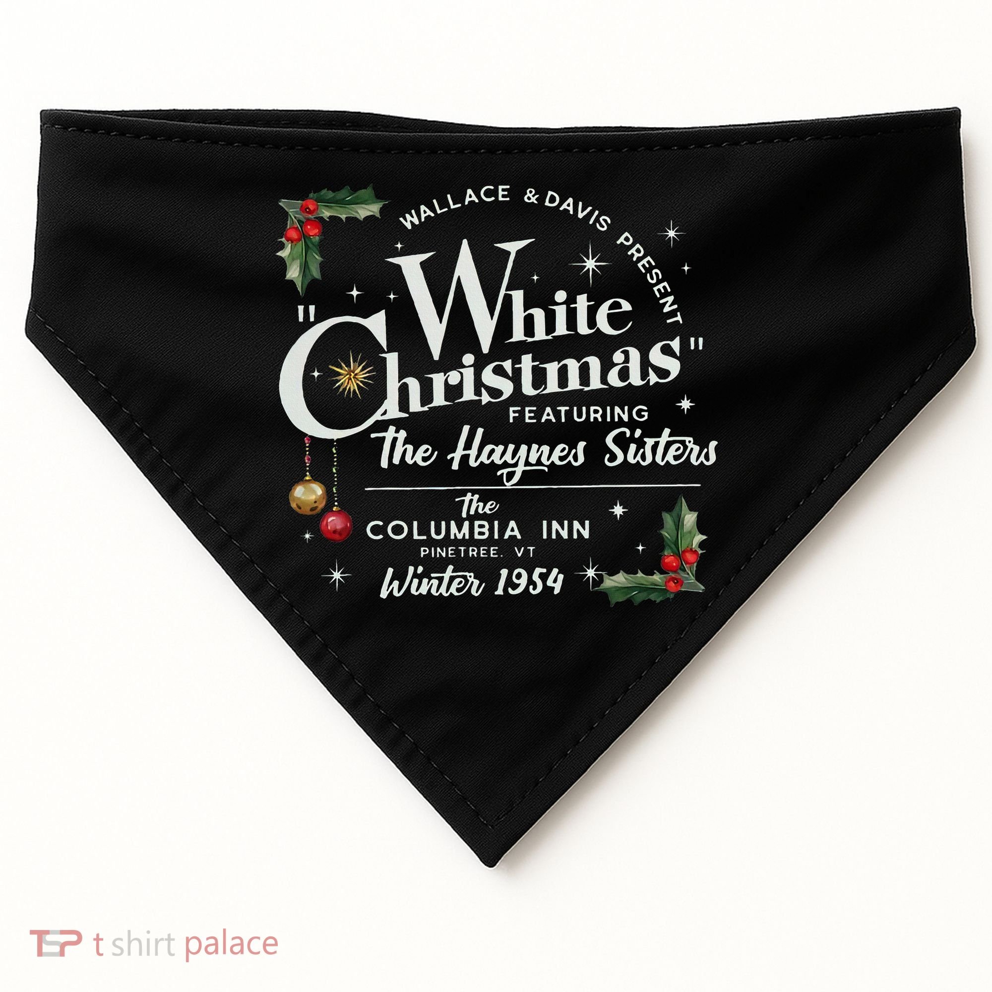White Christmas Wallace And Davis Haynes Sister  USA-Made Doggie Bandana