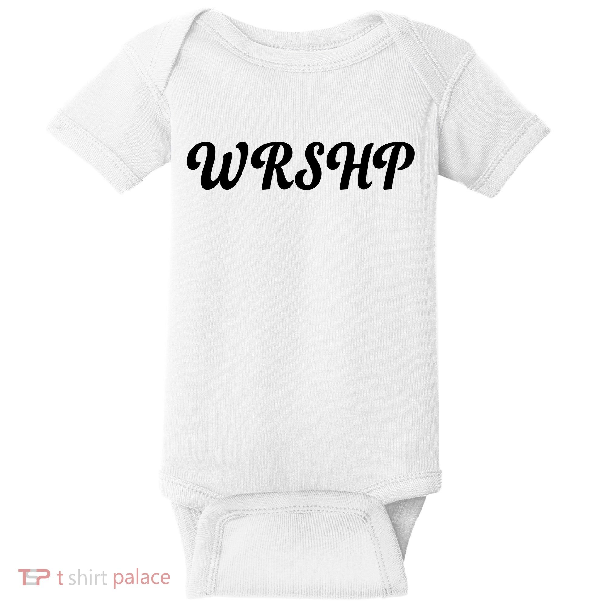 WRSHP Christian Worship Shortened Word Baby Bodysuit