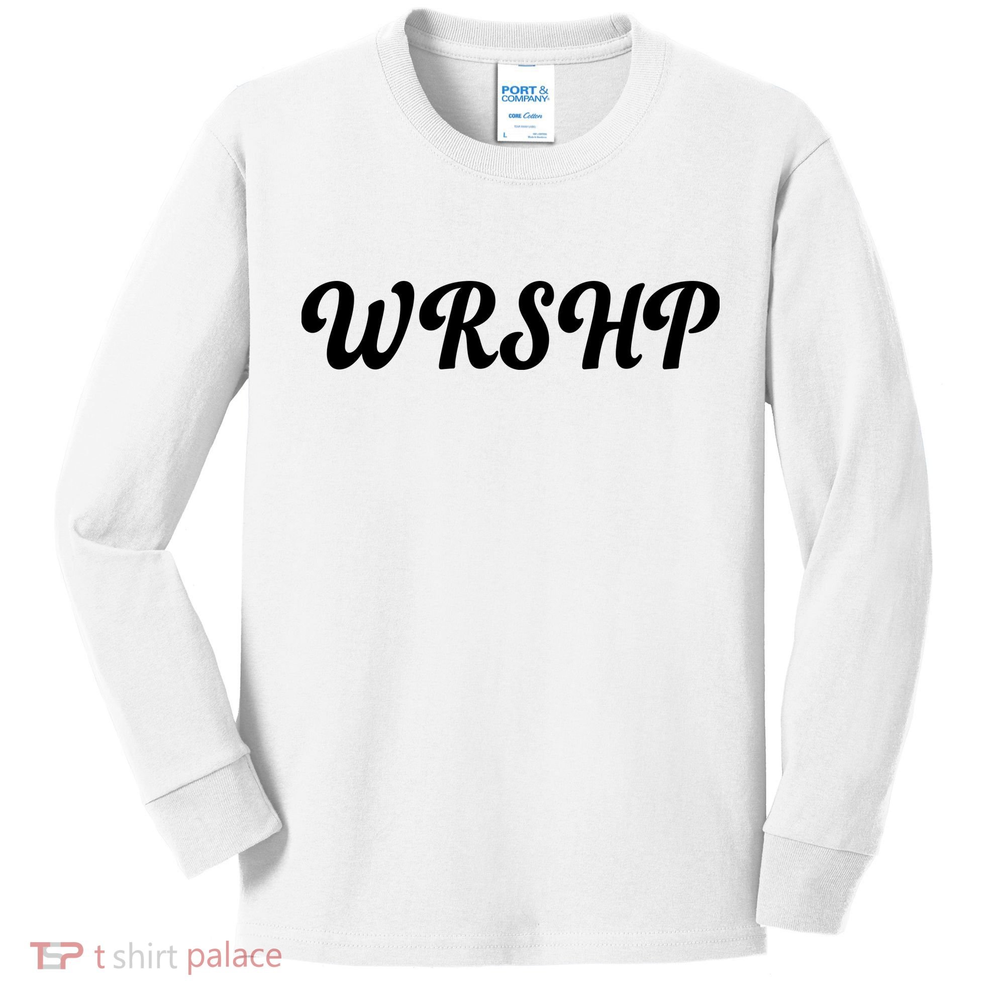 WRSHP Christian Worship Shortened Word Kids Long Sleeve Shirt