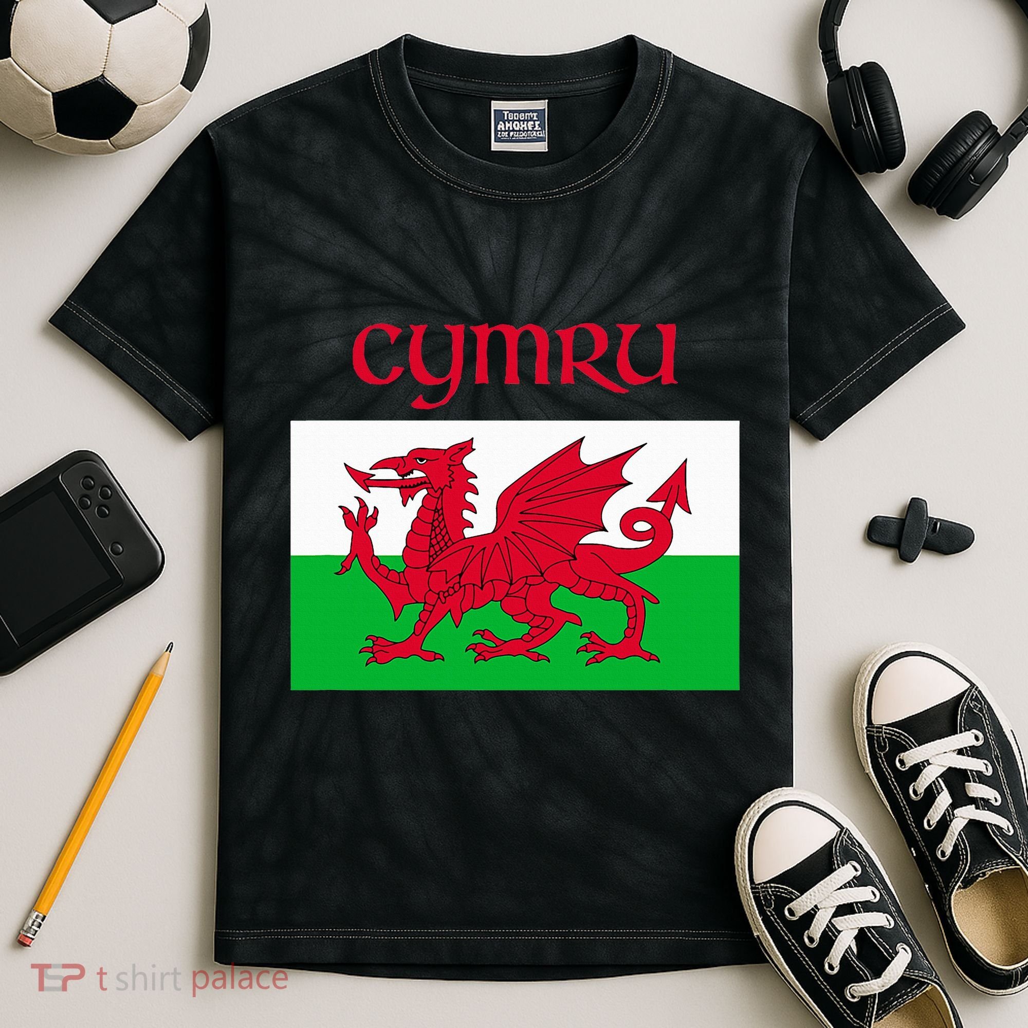 Wales Cymru Welsh Flag Kids Tie-Dye T-Shirt