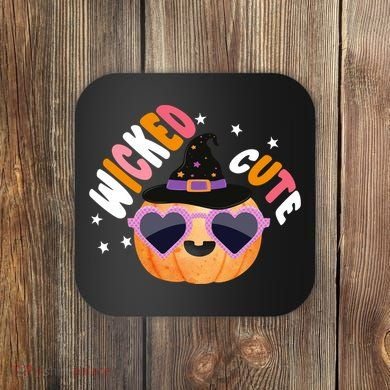 Wicked Cute Witch Halloween Pumpkin Coaster