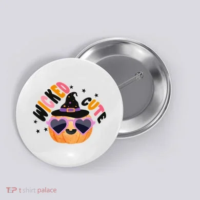 Wicked Cute Witch Halloween Pumpkin Button