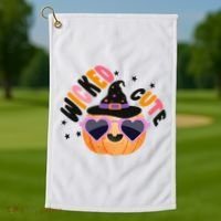 Wicked Cute Witch Halloween Pumpkin Golf Towel thumb 1