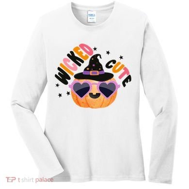 Wicked Cute Witch Halloween Pumpkin Women's Long Sleeve Shirt