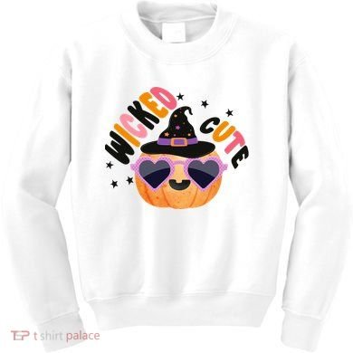 Wicked Cute Witch Halloween Pumpkin Kids Sweatshirt