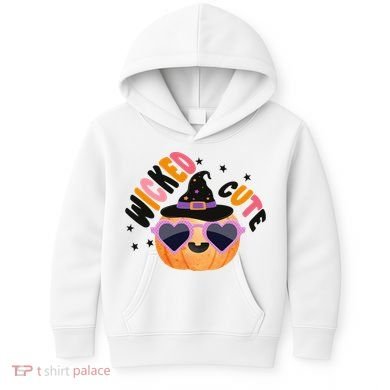 Wicked Cute Witch Halloween Pumpkin Kids Hoodie