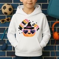 Wicked Cute Witch Halloween Pumpkin Kids Hoodie thumb 2