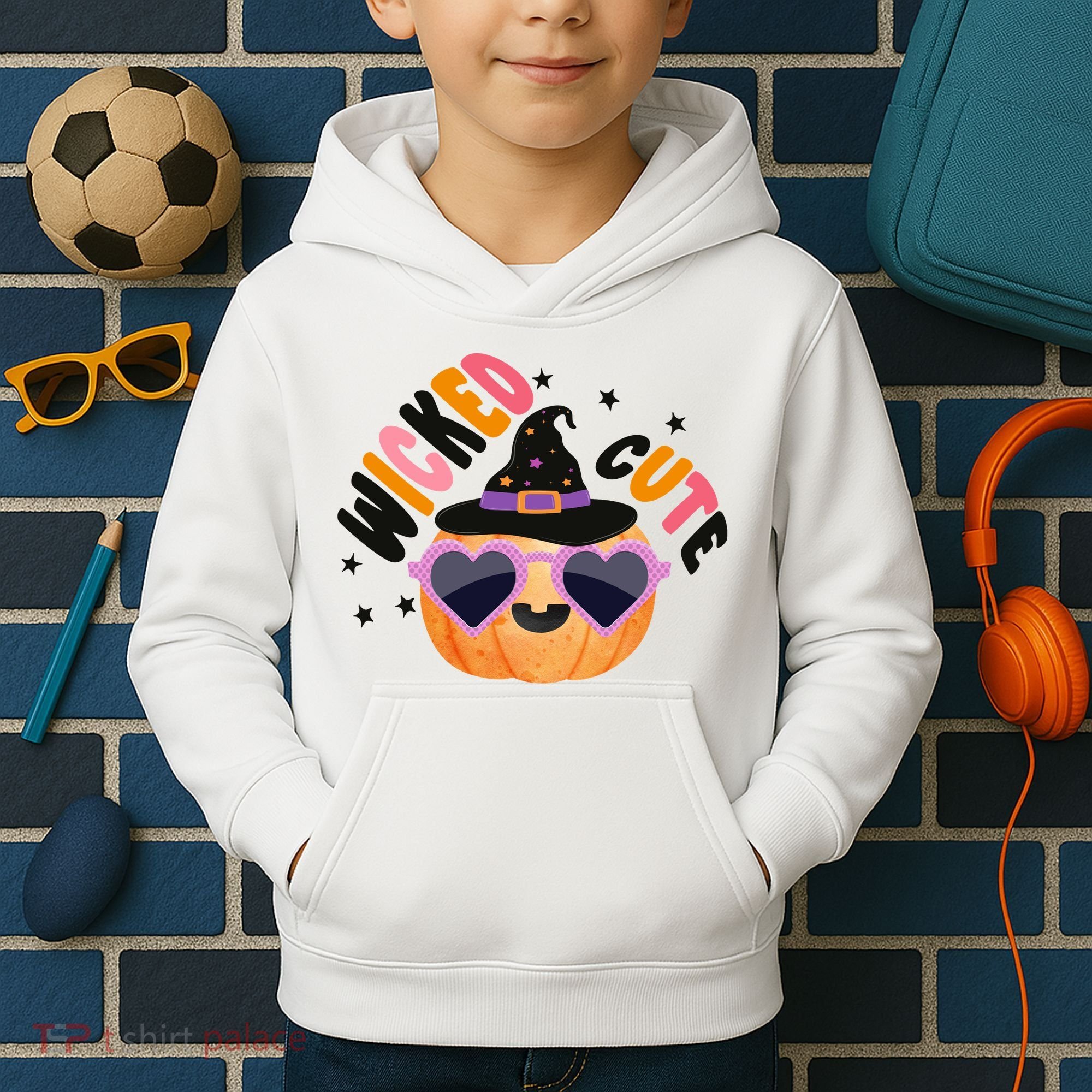 Wicked Cute Witch Halloween Pumpkin Kids Hoodie