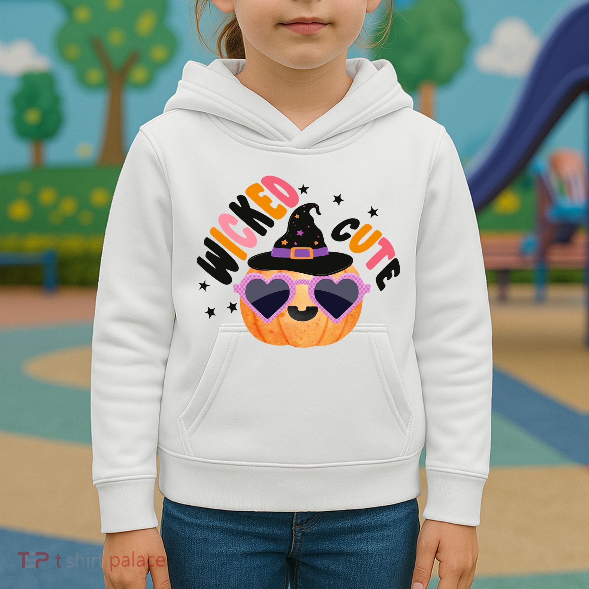 Wicked Cute Witch Halloween Pumpkin Kids Hoodie