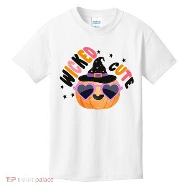 Wicked Cute Witch Halloween Pumpkin Kids T-Shirt