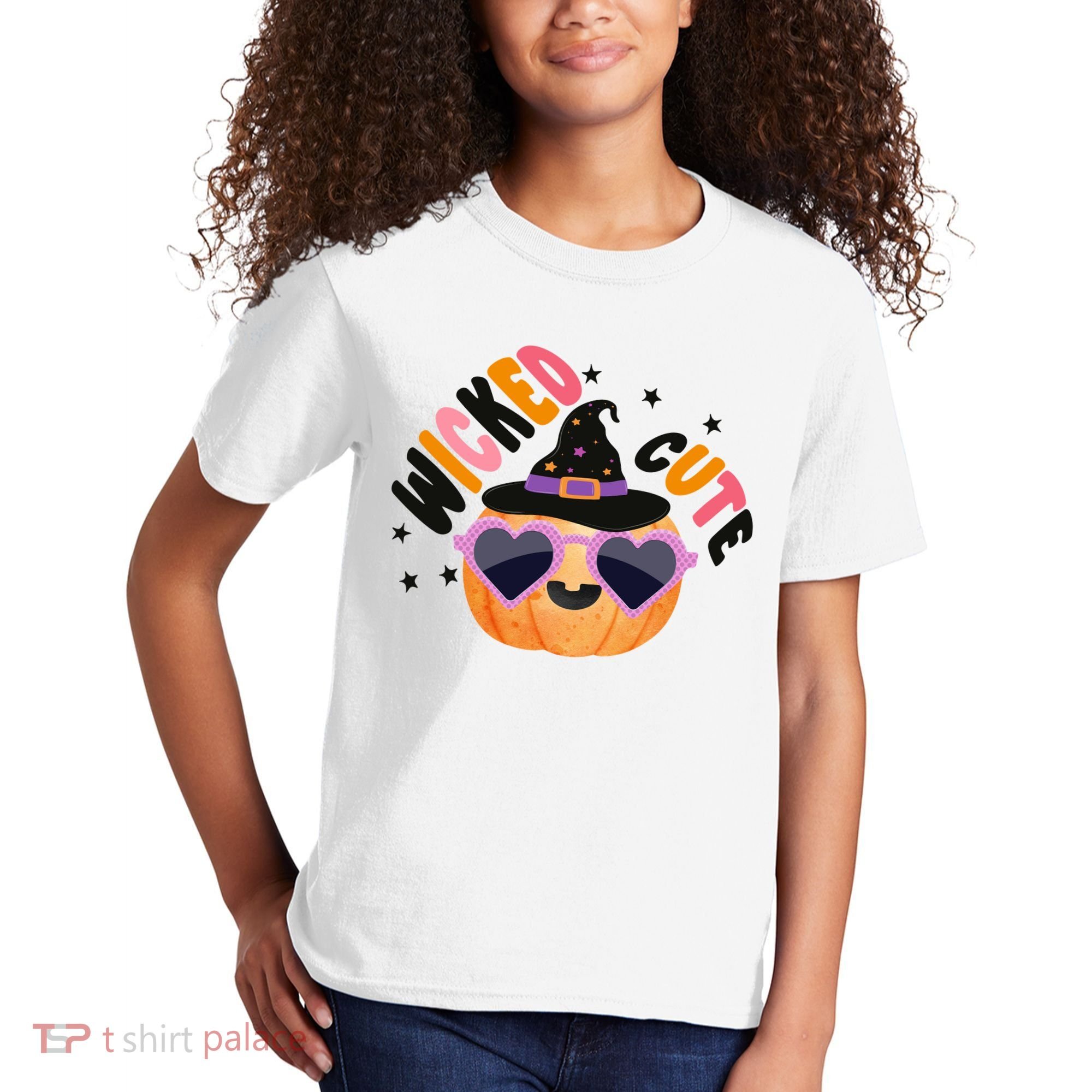 Wicked Cute Witch Halloween Pumpkin Kids T-Shirt