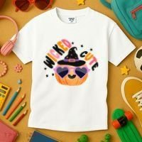 Wicked Cute Witch Halloween Pumpkin Kids T-Shirt thumb 3