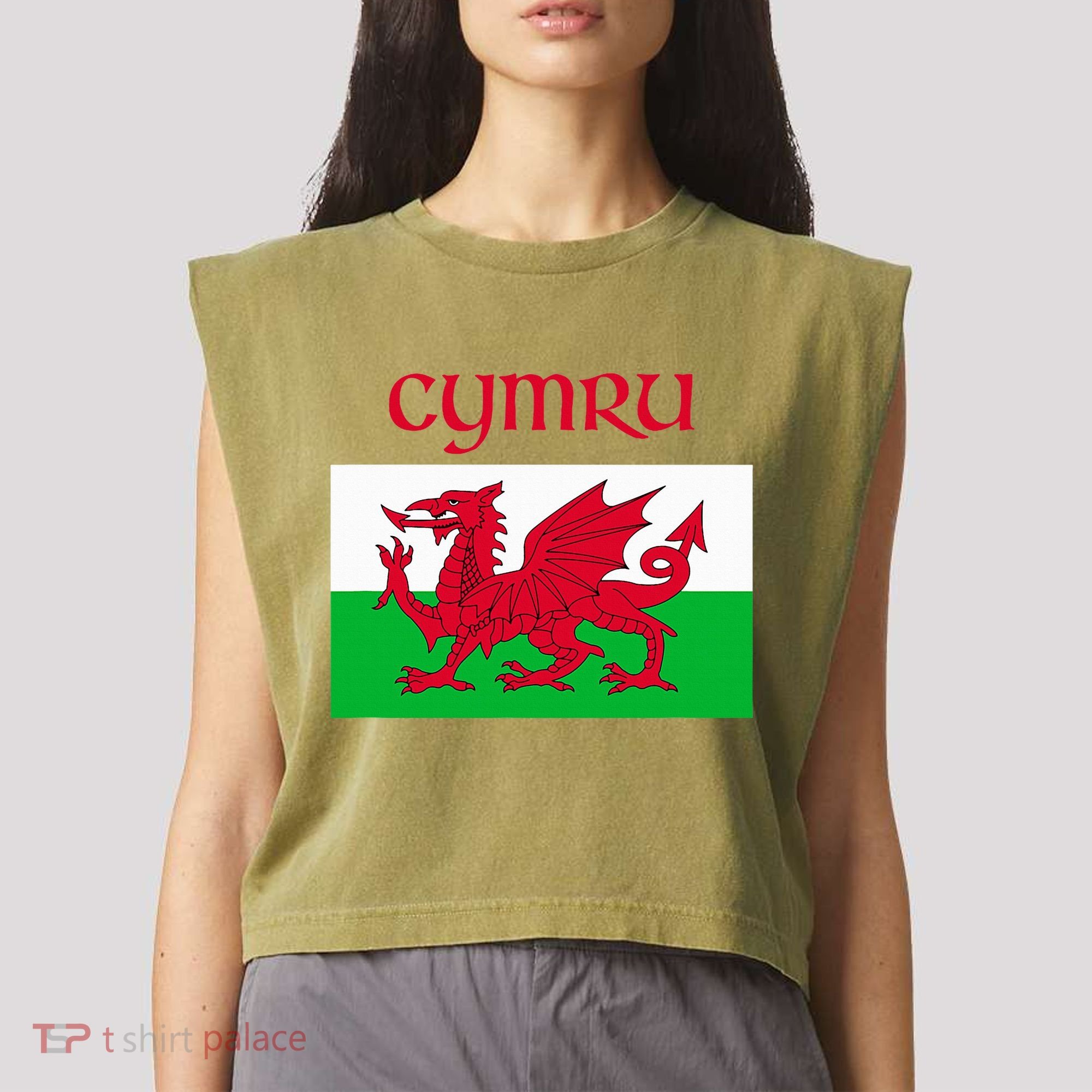 Wales Cymru Welsh Flag Garment-Dyed Women's Muscle Tee