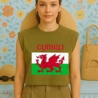 Wales Cymru Welsh Flag Garment-Dyed Women's Muscle Tee thumb 4