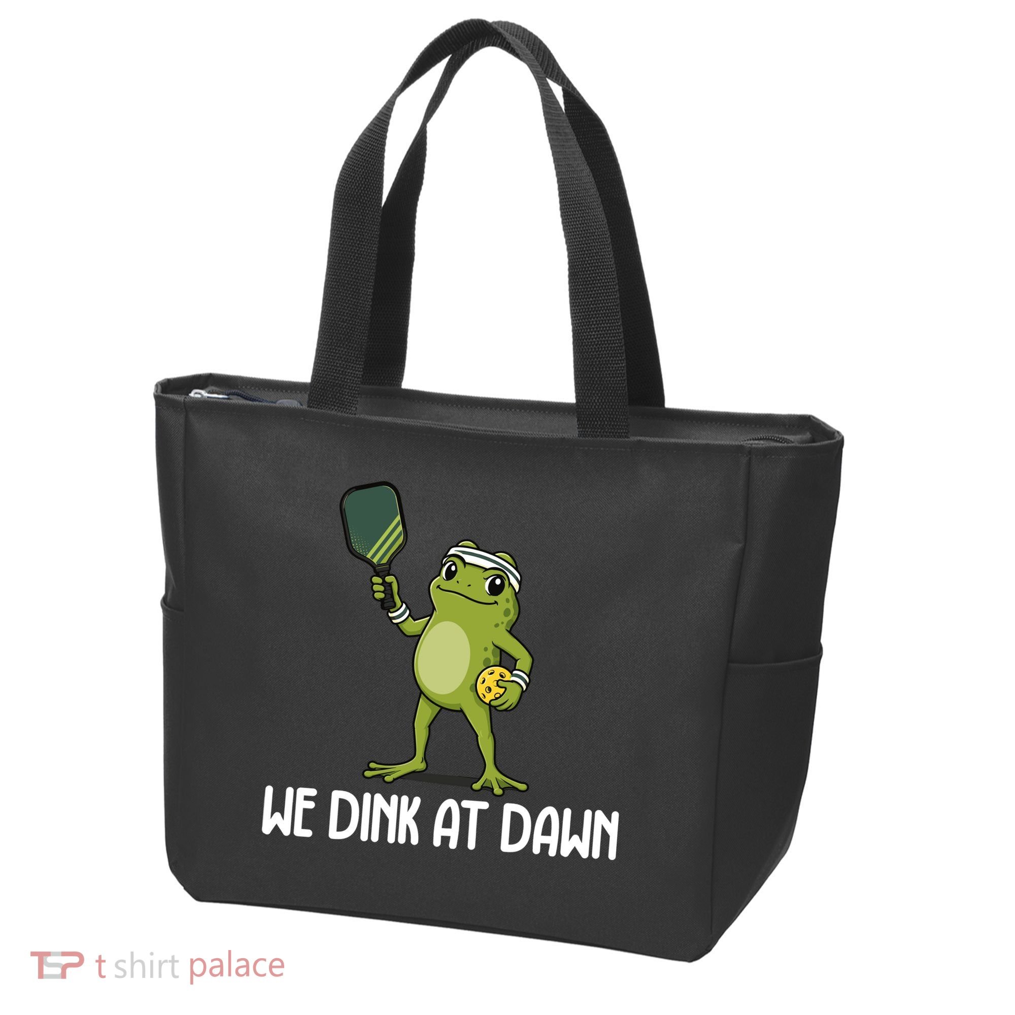 We Dink At Dawn Pickle Ball Tote Bag