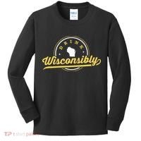 Wisconsin Drinking Alcoholic Wisconsinites Funny Beer Lover Kids Long Sleeve Shirt thumb 0