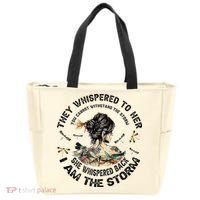Womens Dragonfly Black Women She Whispered Back I Am The Storm Tote Bag thumb 0
