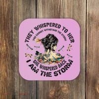 Womens Dragonfly Black Women She Whispered Back I Am The Storm Coaster thumb 0