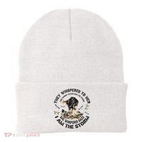 Womens Dragonfly Black Women She Whispered Back I Am The Storm Beanie thumb 0