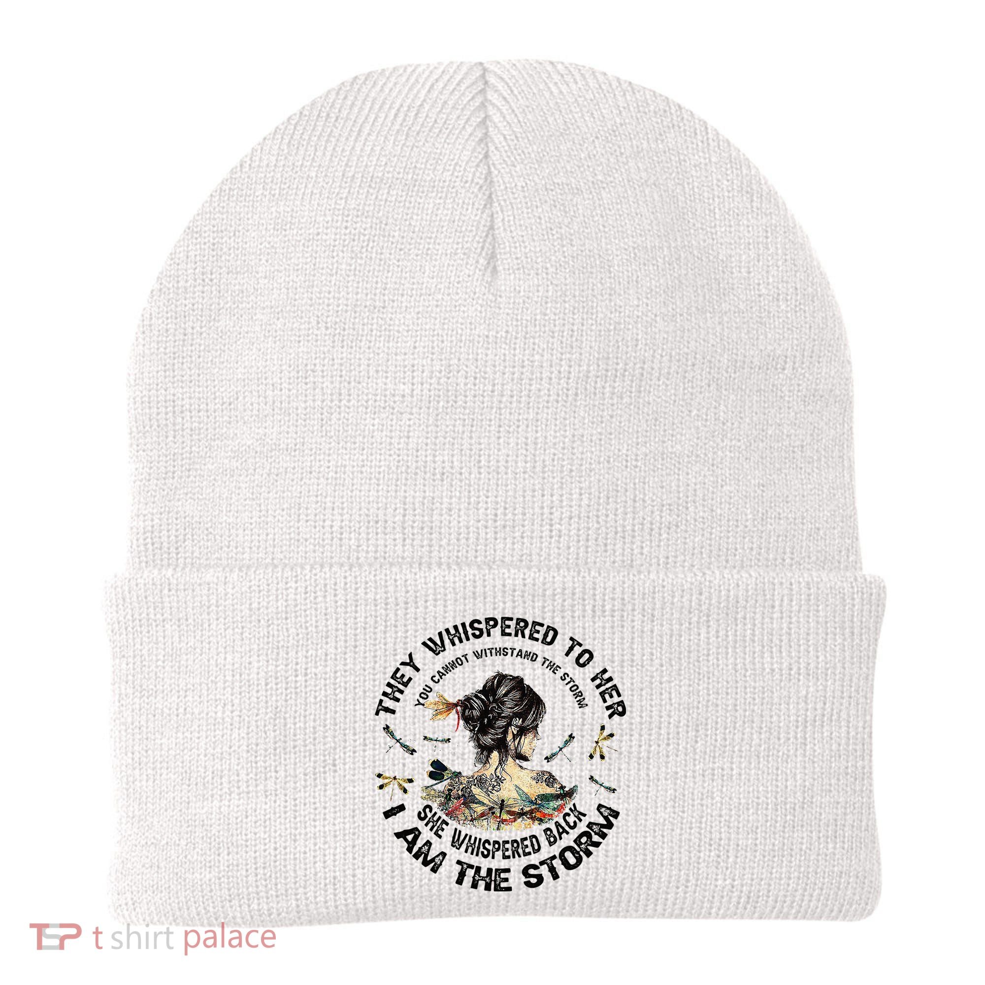 Womens Dragonfly Black Women She Whispered Back I Am The Storm Beanie