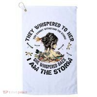 Womens Dragonfly Black Women She Whispered Back I Am The Storm Golf Towel thumb 0