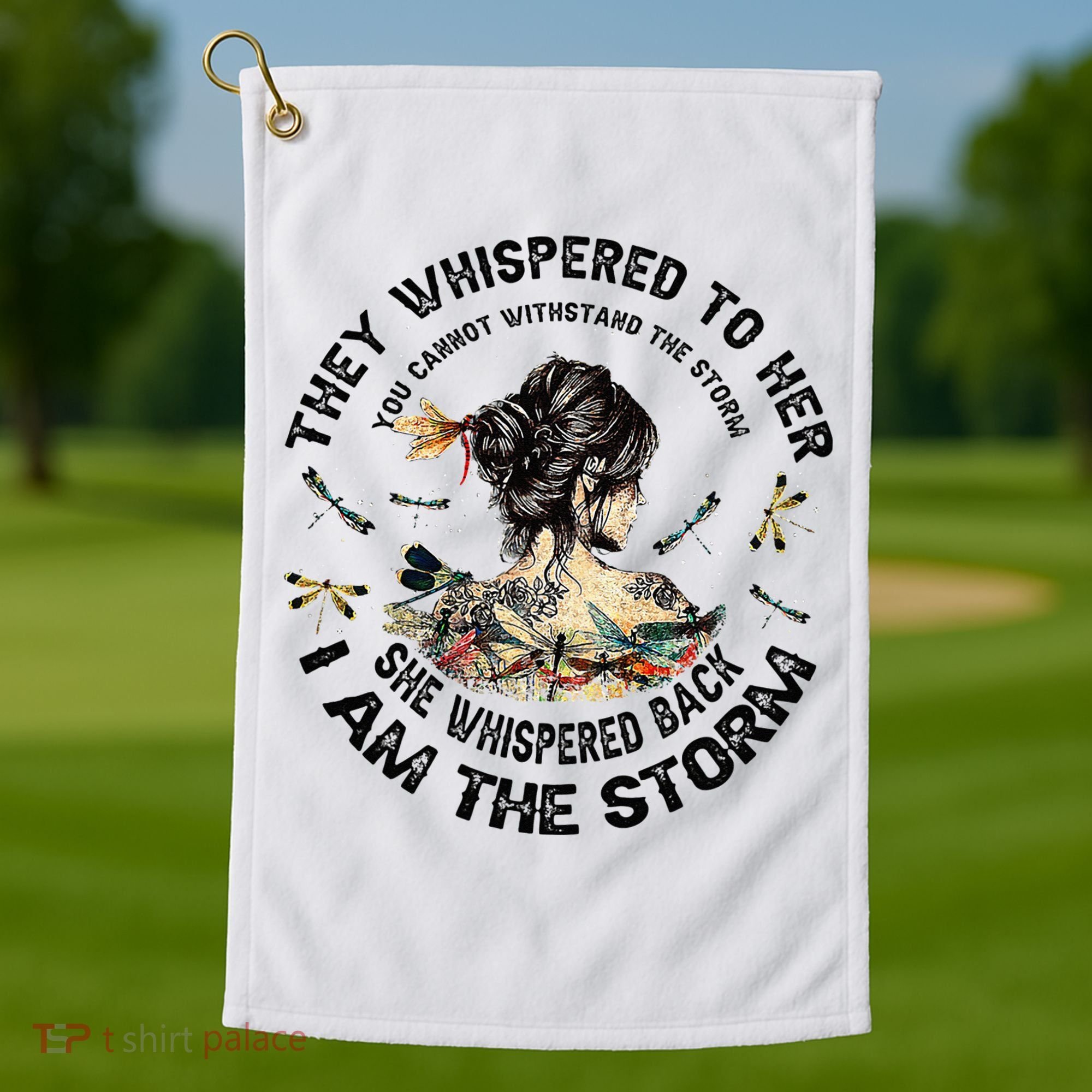 Womens Dragonfly Black Women She Whispered Back I Am The Storm Golf Towel