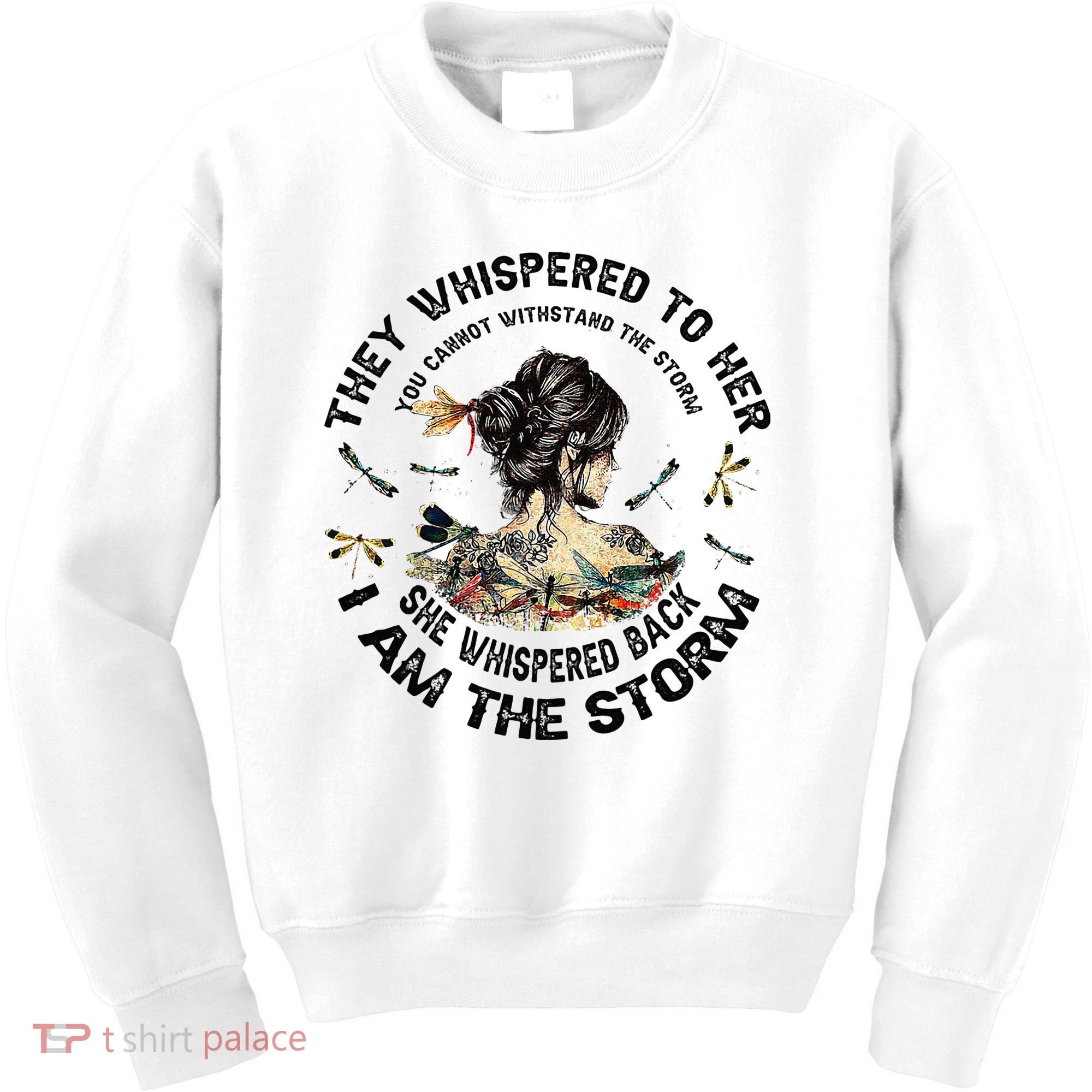 Womens Dragonfly Black Women She Whispered Back I Am The Storm Kids Sweatshirt