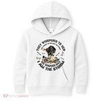 Womens Dragonfly Black Women She Whispered Back I Am The Storm Kids Hoodie thumb 0