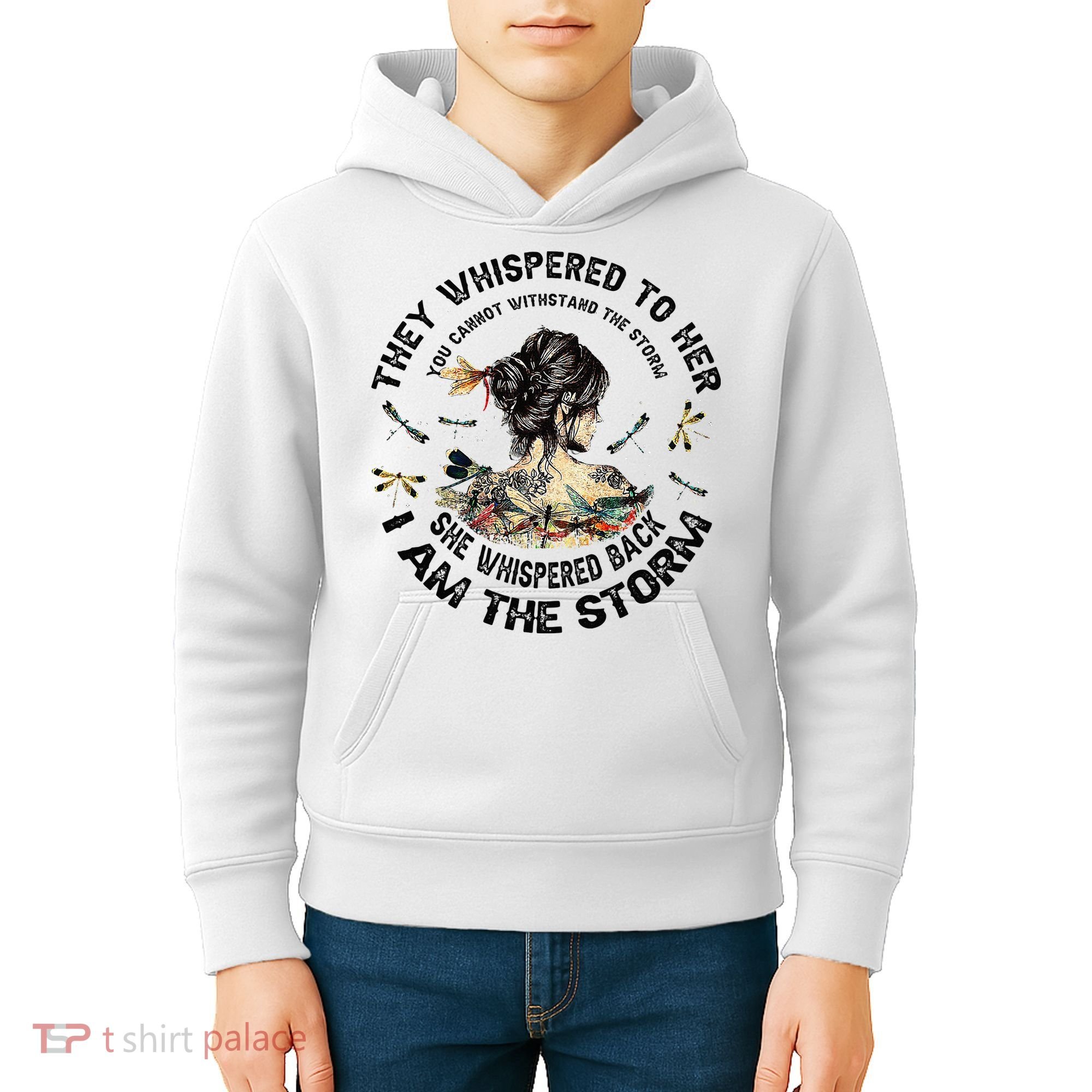 Womens Dragonfly Black Women She Whispered Back I Am The Storm Kids Hoodie
