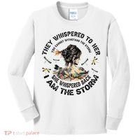 Womens Dragonfly Black Women She Whispered Back I Am The Storm Kids Long Sleeve Shirt thumb 0