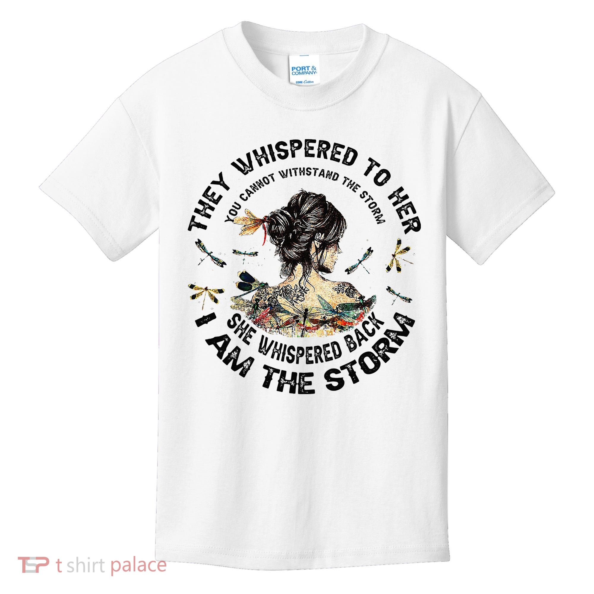 Womens Dragonfly Black Women She Whispered Back I Am The Storm Kids T-Shirt