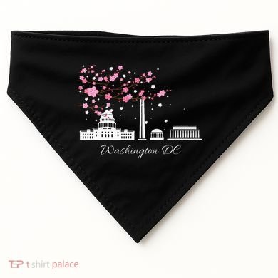 Washington Dc Cherry Blossoms Monuments Memorial USA-Made Doggie Bandana