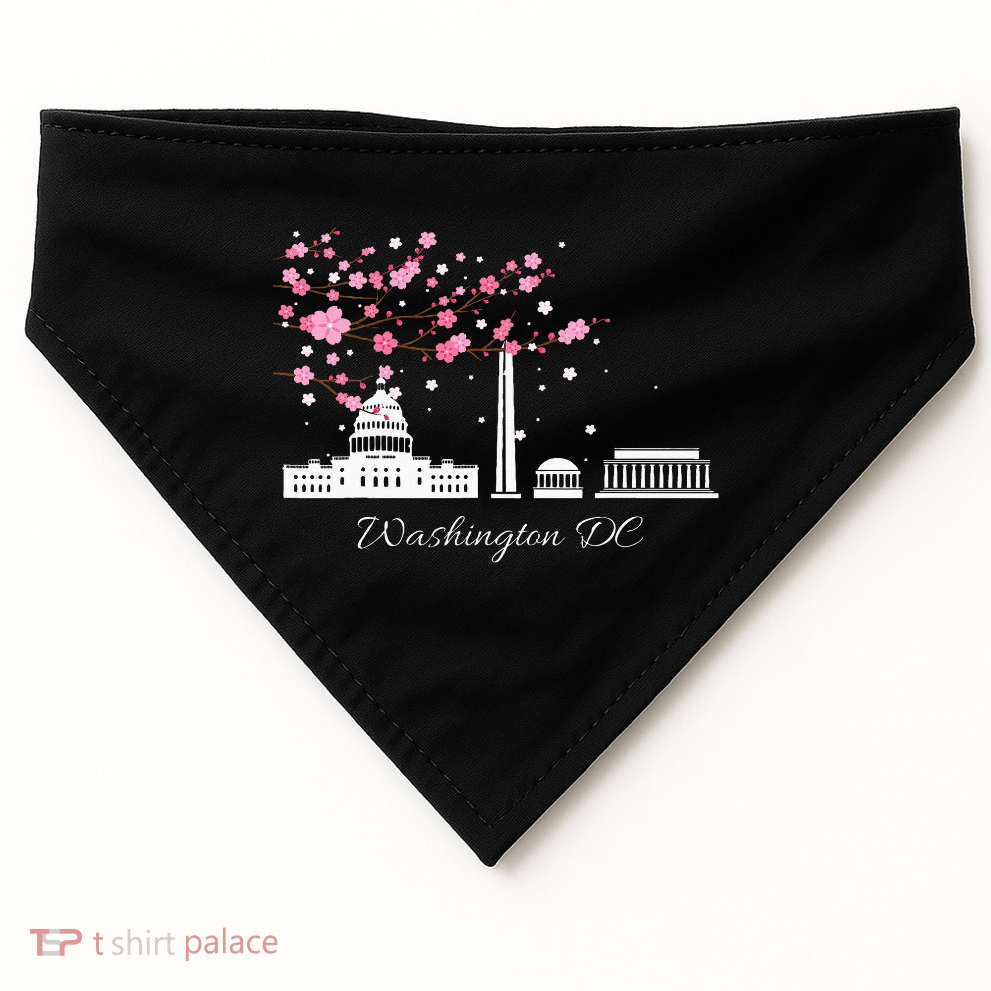 Washington Dc Cherry Blossoms Monuments Memorial USA-Made Doggie Bandana