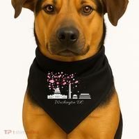 Washington Dc Cherry Blossoms Monuments Memorial USA-Made Doggie Bandana thumb 1