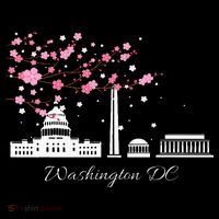 Washington Dc Cherry Blossoms Monuments Memorial USA-Made Doggie Bandana thumb 2