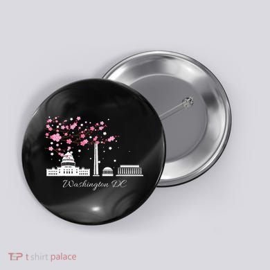 Washington Dc Cherry Blossoms Monuments Memorial Button