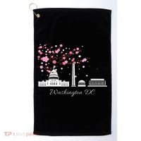 Washington Dc Cherry Blossoms Monuments Memorial Golf Towel thumb 0
