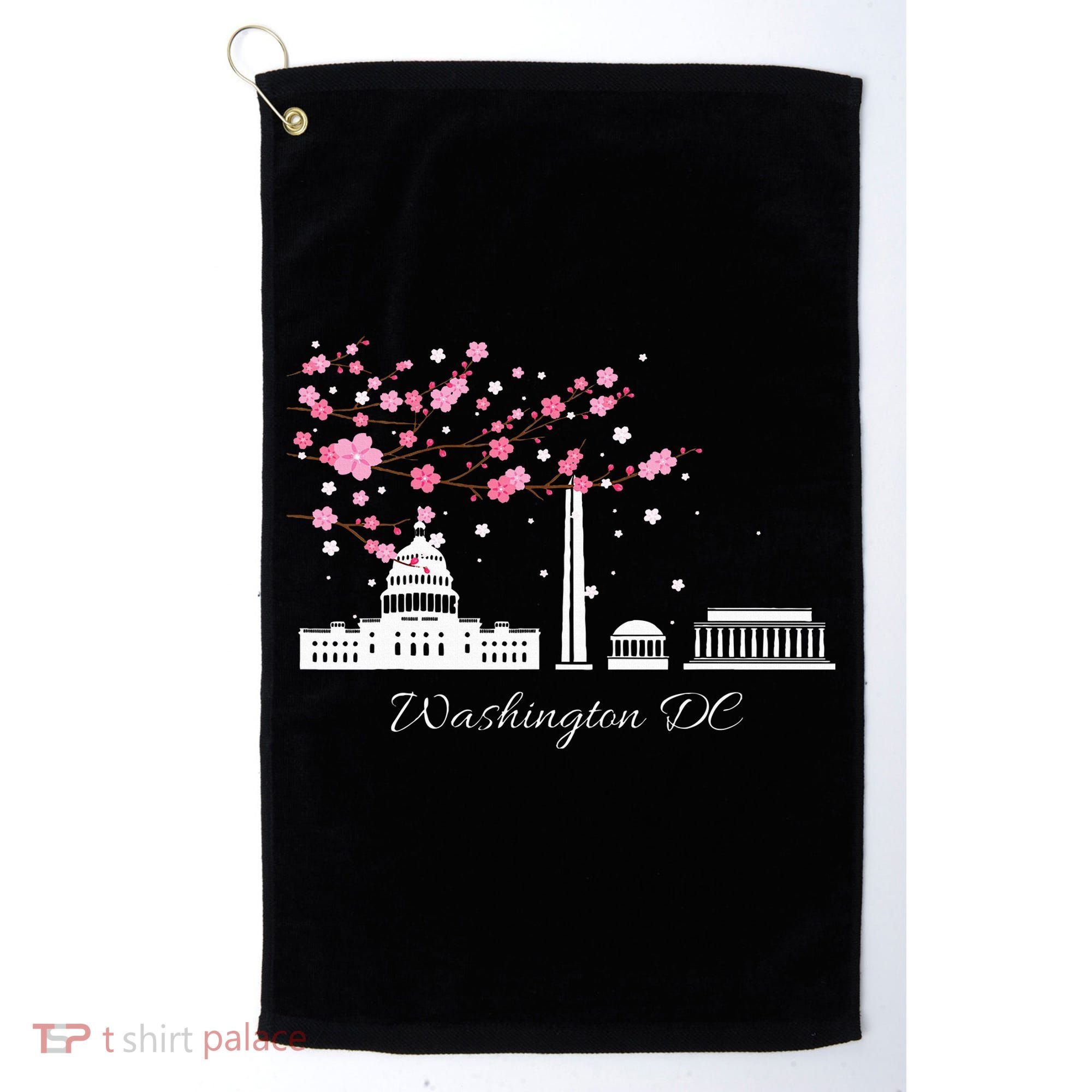 Washington Dc Cherry Blossoms Monuments Memorial Golf Towel